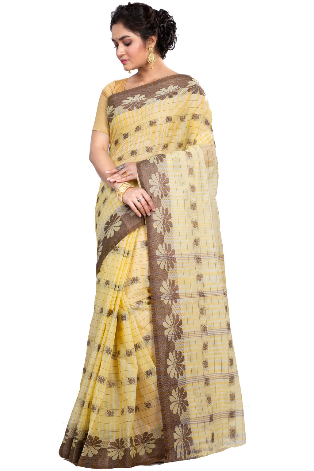 Brown Pure Cotton KotkiTat Tant Saree (889)